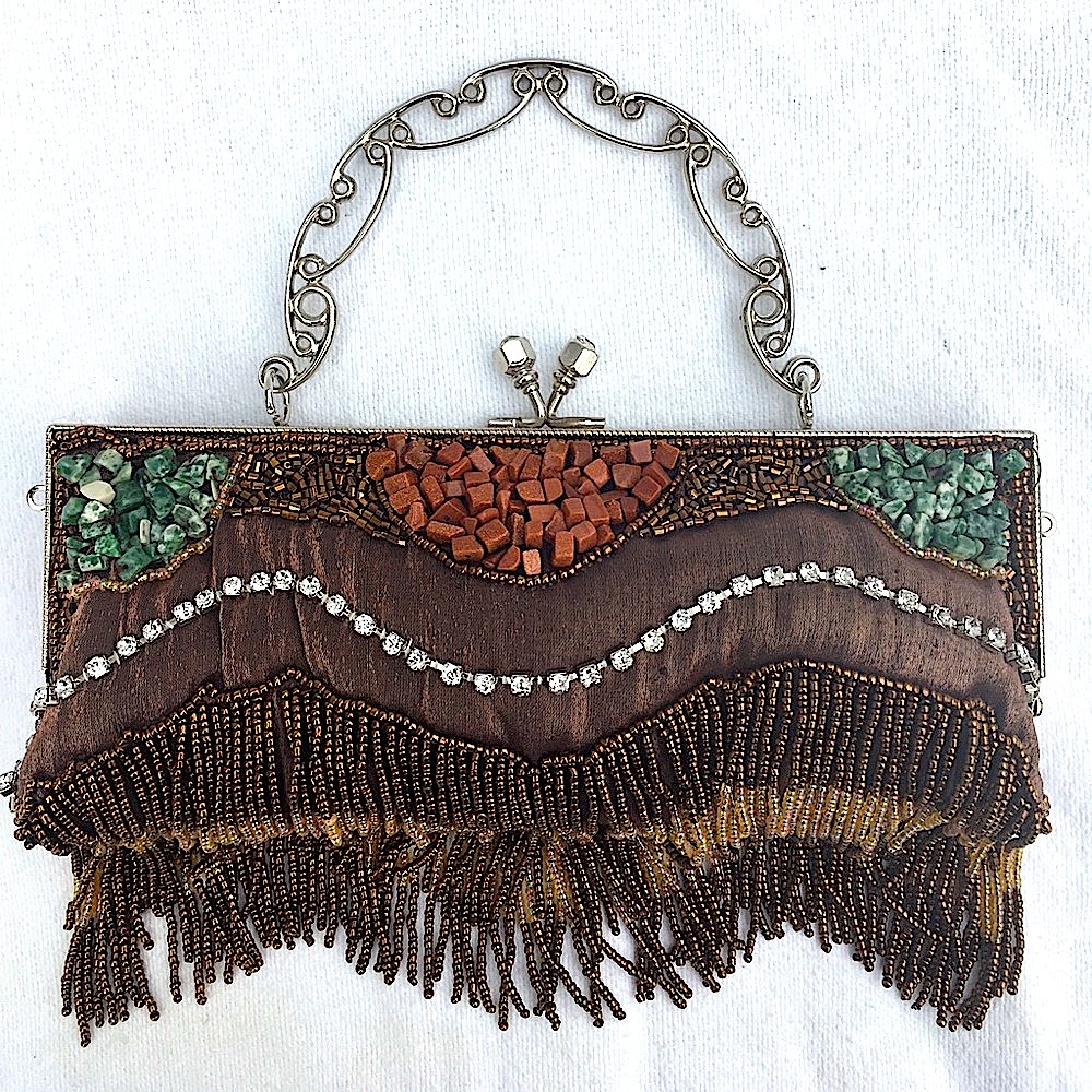 🔥NEW!🔥Filagree Top Handle Beaded Fringed Clutch - Picture 2 of 4